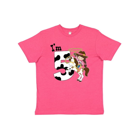 Inktastic I'm Five-cowgirl riding horse birthday Youth T-Shirt
