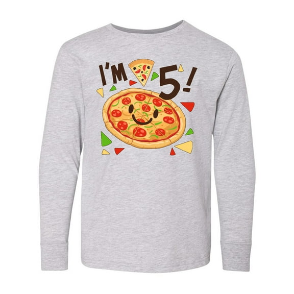 Inktastic I'm Five pizza birthday party Long Sleeve Youth T-Shirt