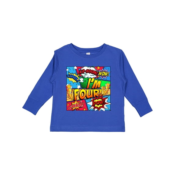 Inktastic I'm Four Comic Book Boys or Girls Long Sleeve Toddler T-Shirt
