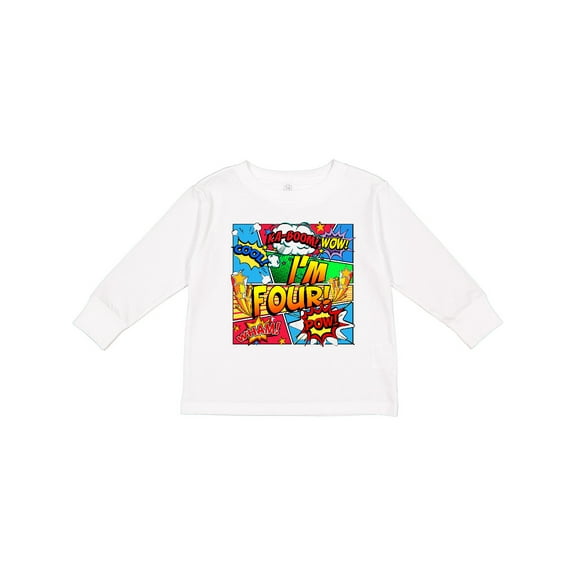 Inktastic I'm Four Comic Book Boys or Girls Long Sleeve Toddler T-Shirt