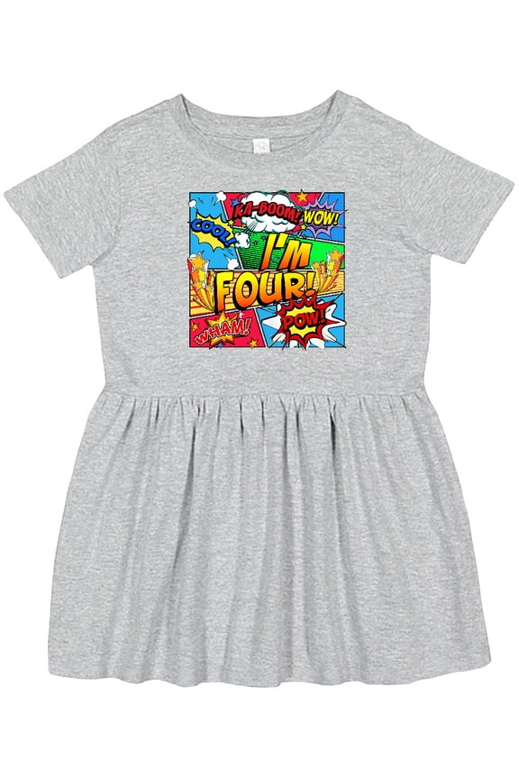 I'm Four Comic Book Girls Toddler Dress