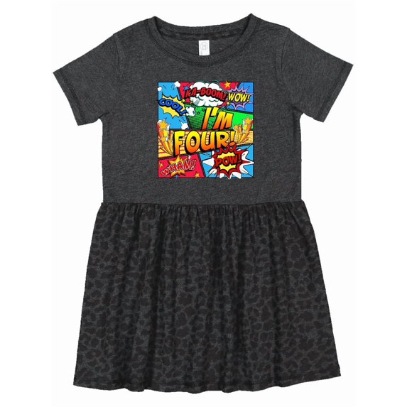 Inktastic I'm Four Comic Book Girls Toddler Dress