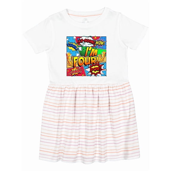 Inktastic I'm Four Comic Book Girls Toddler Dress