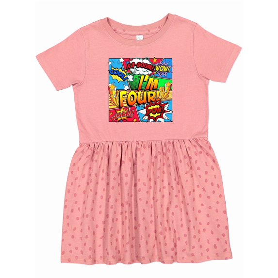 Inktastic I'm Four Comic Book Girls Toddler Dress