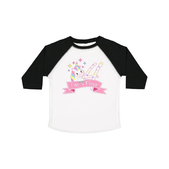 Inktastic I'm Four- Cute Unicorn 4th Birthday Boys or Girls Toddler T-Shirt