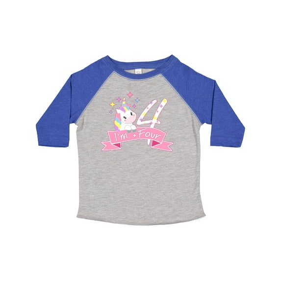 Inktastic I'm Four- Cute Unicorn 4th Birthday Boys or Girls Toddler T-Shirt