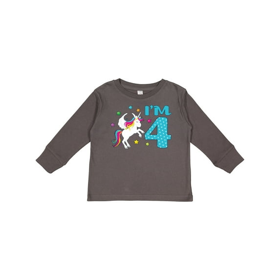 Inktastic I'm Four Unicorn 4th Birthday Boys or Girls Long Sleeve Toddler T-Shirt