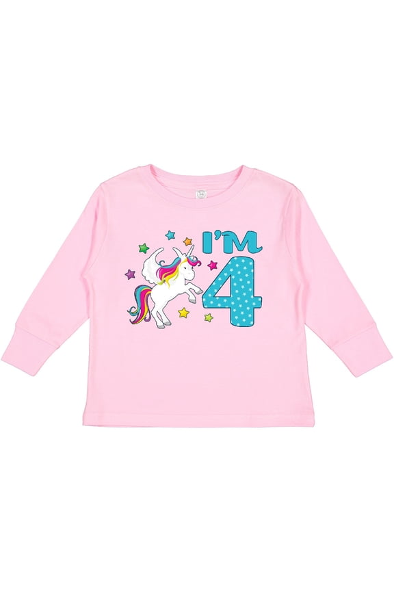 I'm Four Unicorn 4th Birthday Boys or Girls Long Sleeve Toddler T-Shirt