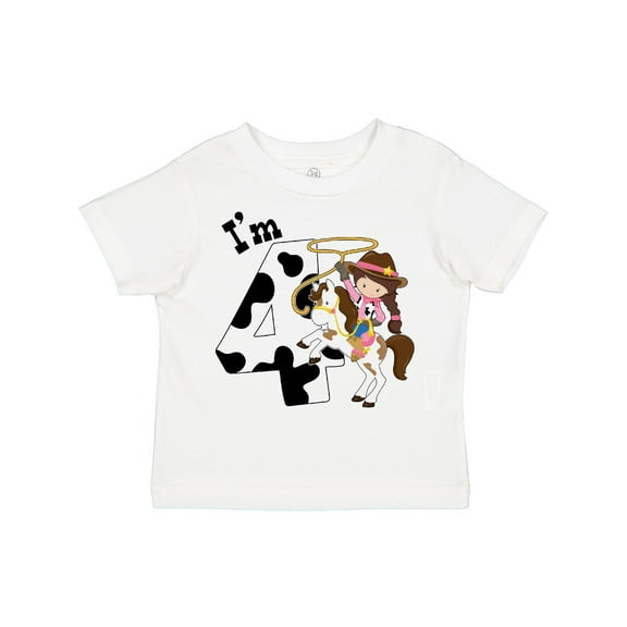 Inktastic I'm Four-cowgirl Riding Horse Birthday Girls Toddler T-Shirt