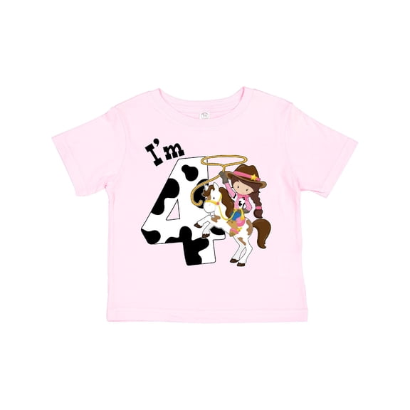 Inktastic I'm Four-cowgirl Riding Horse Birthday Girls Toddler T-Shirt