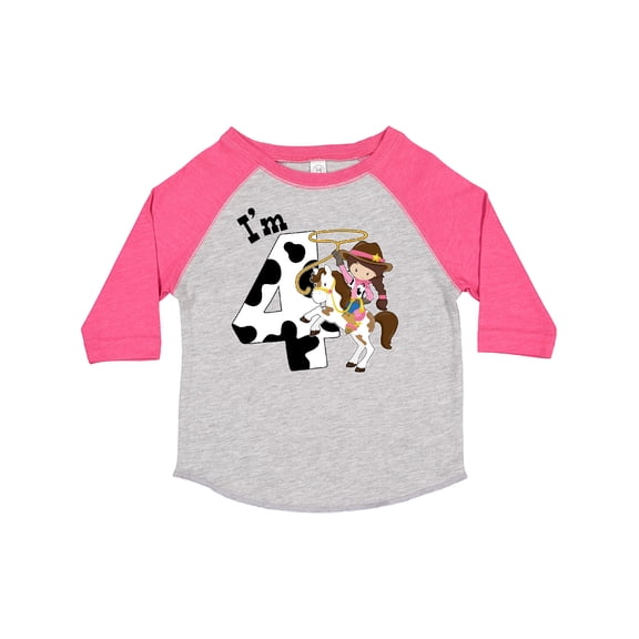 Inktastic I'm Four-cowgirl Riding Horse Birthday Girls Toddler T-Shirt