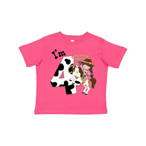 Inktastic I'm Four-cowgirl Riding Horse Birthday Girls Toddler T-Shirt