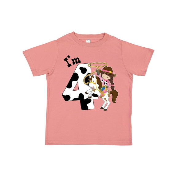 Inktastic I'm Four-cowgirl Riding Horse Birthday Girls Toddler T-Shirt
