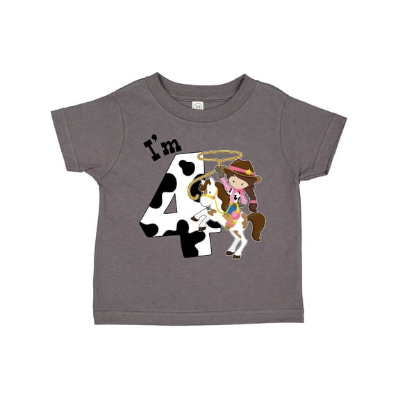Inktastic I'm Four-cowgirl Riding Horse Birthday Girls Toddler T-Shirt