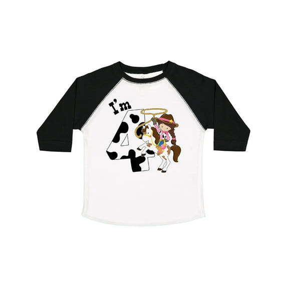 Inktastic I'm Four-cowgirl Riding Horse Birthday Girls Toddler T-Shirt