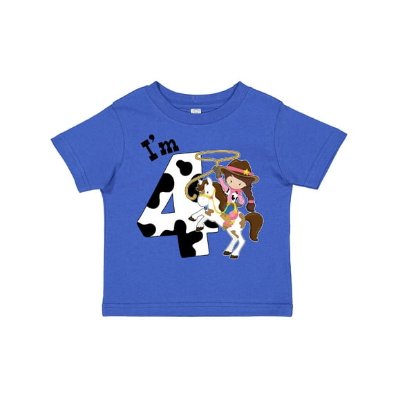 Inktastic I'm Four-cowgirl Riding Horse Birthday Girls Toddler T-Shirt