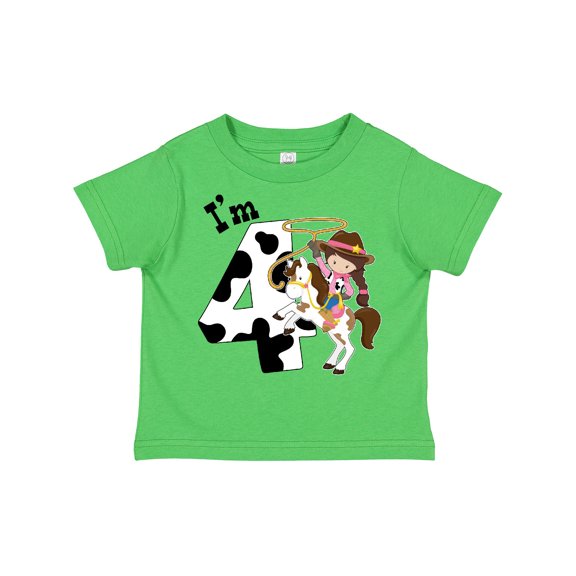 Inktastic I'm Four-cowgirl Riding Horse Birthday Girls Toddler T-Shirt