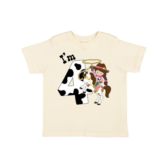 Inktastic I'm Four-cowgirl Riding Horse Birthday Girls Toddler T-Shirt