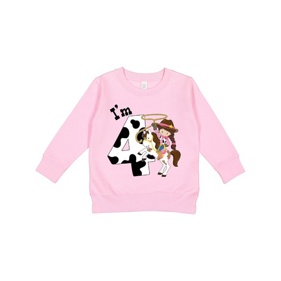 Inktastic I'm Four-cowgirl Riding Horse Birthday Toddler Sweatshirt