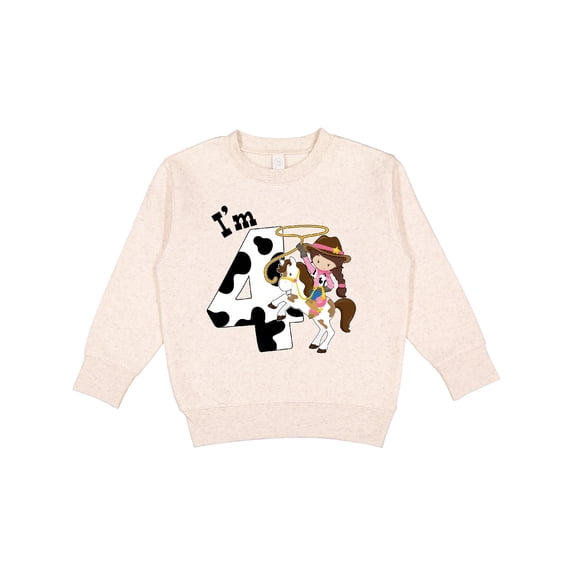 Inktastic I'm Four-cowgirl Riding Horse Birthday Toddler Sweatshirt