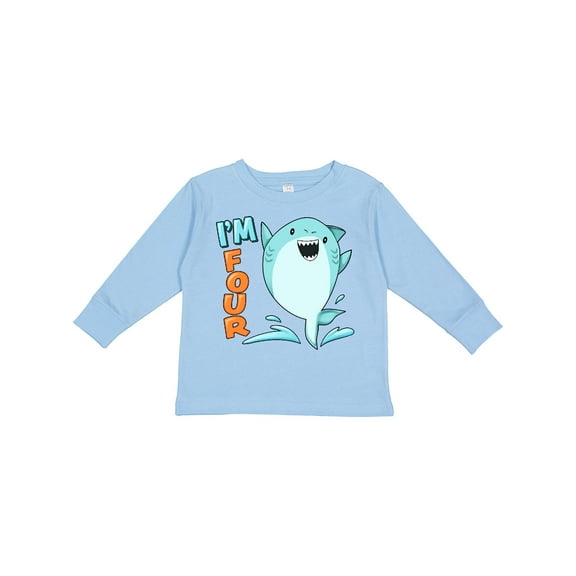 Inktastic I'm Four- shark fourth birthday Boys or Girls Long Sleeve Toddler T-Shirt