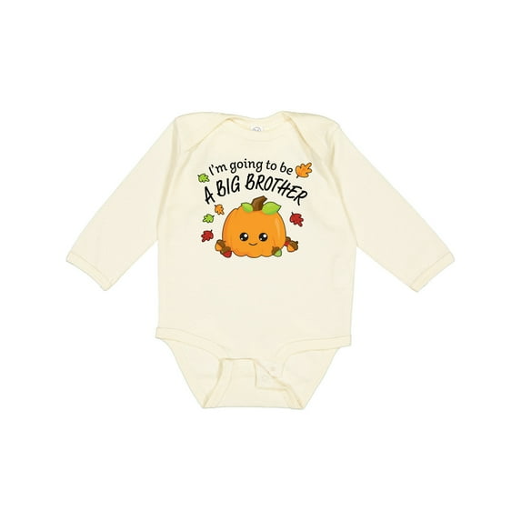 Inktastic I'm Going to Be a Big Brother- Cute Halloween Pumpkin Boys Long Sleeve Baby Bodysuit