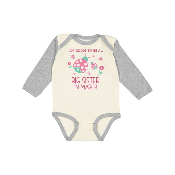 Inktastic I'm Going to Be a Big Sister in March Girls Long Sleeve Baby Bodysuit