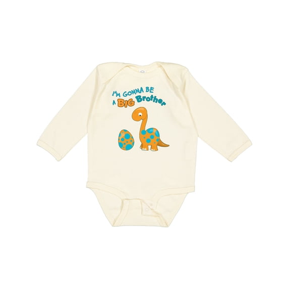 Inktastic I'm Gonna Be a Big Brother Dino Boys Long Sleeve Baby Bodysuit