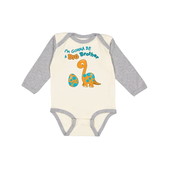 Inktastic I'm Gonna Be a Big Brother Dino Boys Long Sleeve Baby Bodysuit