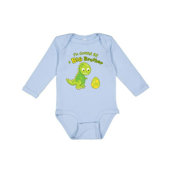 Inktastic I'm Gonna Be a Big Brother-dino Boys Long Sleeve Baby Bodysuit