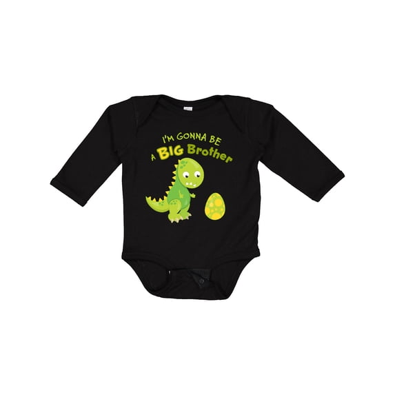 Inktastic I'm Gonna Be a Big Brother-dino Boys Long Sleeve Baby Bodysuit