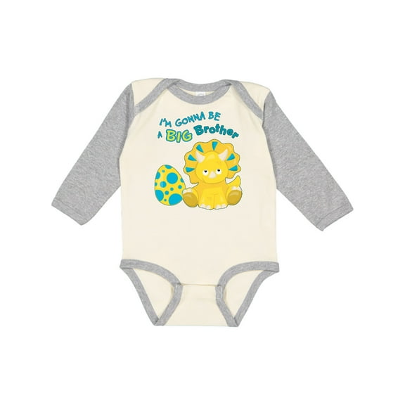 Inktastic I'm Gonna Be a Brother-dino Boys Long Sleeve Baby Bodysuit