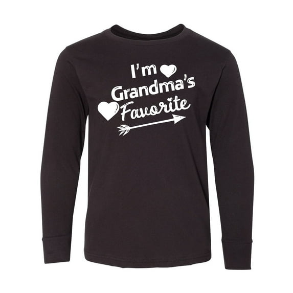 Inktastic I'm Grandma's Favorite with Arrow and Hearts Long Sleeve Youth T-Shirt