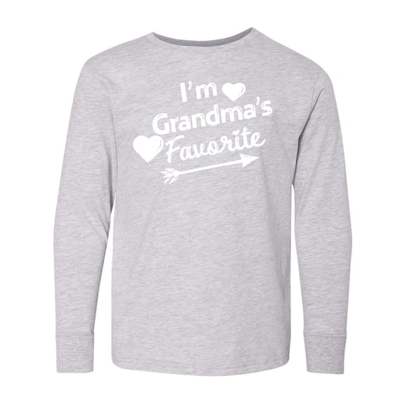 Inktastic I'm Grandma's Favorite with Arrow and Hearts Long Sleeve Youth T-Shirt