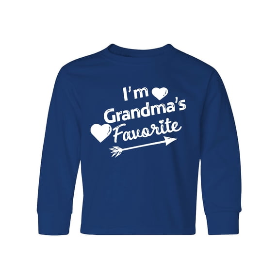 Inktastic I'm Grandma's Favorite with Arrow and Hearts Long Sleeve Youth T-Shirt