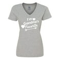 thumbnail image 1 of Inktastic I'm Grandma's Favorite with Arrow and Hearts Women's V-Neck T-Shirt, 1 of 5