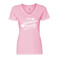 thumbnail image 1 of Inktastic I'm Grandma's Favorite with Arrow and Hearts Women's V-Neck T-Shirt, 1 of 5