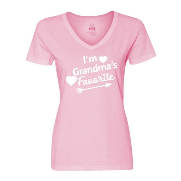 Inktastic I'm Grandma's Favorite with Arrow and Hearts Women's V-Neck T-Shirt
