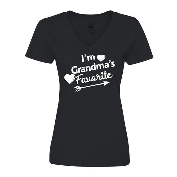 Inktastic I'm Grandma's Favorite with Arrow and Hearts Women's V-Neck T-Shirt