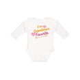 thumbnail image 1 of Inktastic I'm Grandma's Favorite with Arrow and Hearts in Pink Boys or Girls Long Sleeve Baby Bodysuit, 1 of 5