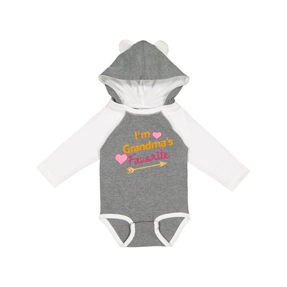 Inktastic I'm Grandma's Favorite with Arrow and Hearts in Pink Boys or Girls Long Sleeve Baby Bodysuit