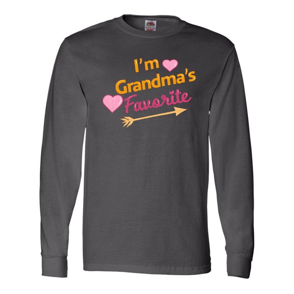 Inktastic I'm Grandma's Favorite with Arrow and Hearts in Pink Long Sleeve T-Shirt