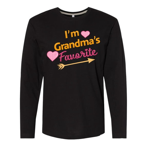 Inktastic I'm Grandma's Favorite with Arrow and Hearts in Pink Long Sleeve T-Shirt