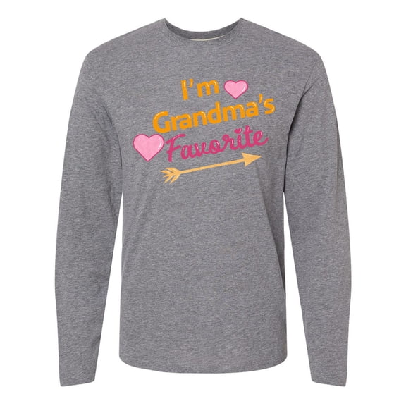 Inktastic I'm Grandma's Favorite with Arrow and Hearts in Pink Long Sleeve T-Shirt