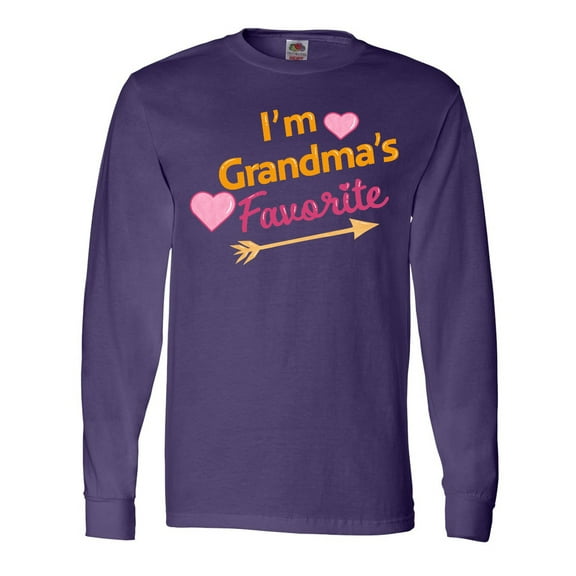 Inktastic I'm Grandma's Favorite with Arrow and Hearts in Pink Long Sleeve T-Shirt