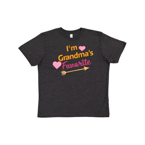 Inktastic I'm Grandma's Favorite with Arrow and Hearts in Pink Youth T-Shirt