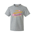 thumbnail image 1 of Inktastic I'm Grandma's Favorite with Arrow and Hearts in Pink Youth T-Shirt, 1 of 5