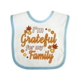 thumbnail image 1 of Inktastic I'm Grateful for My Family in Orange with Fall Leaves Boys or Girls Baby Bib, 1 of 4