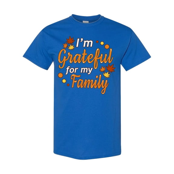 Inktastic I'm Grateful for My Family in Orange with Fall Leaves T-Shirt