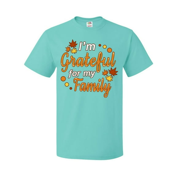 Inktastic I'm Grateful for My Family in Orange with Fall Leaves T-Shirt